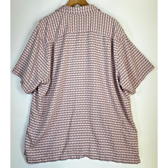 Tommy Bahama XXL Silk Shirt Pink Gray Striped Short Sleeve Button Front Resort - Picture 4 of 14